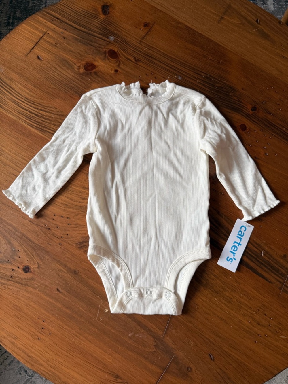 Carter's Cream Long Sleeve Ribbed Baby Bodysuit